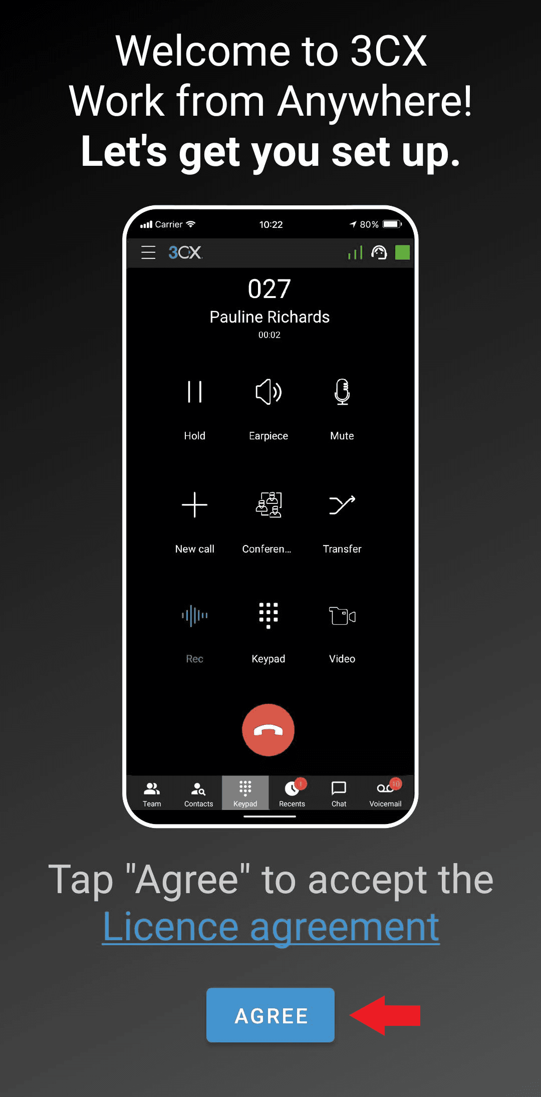 3CX Android New User Screen