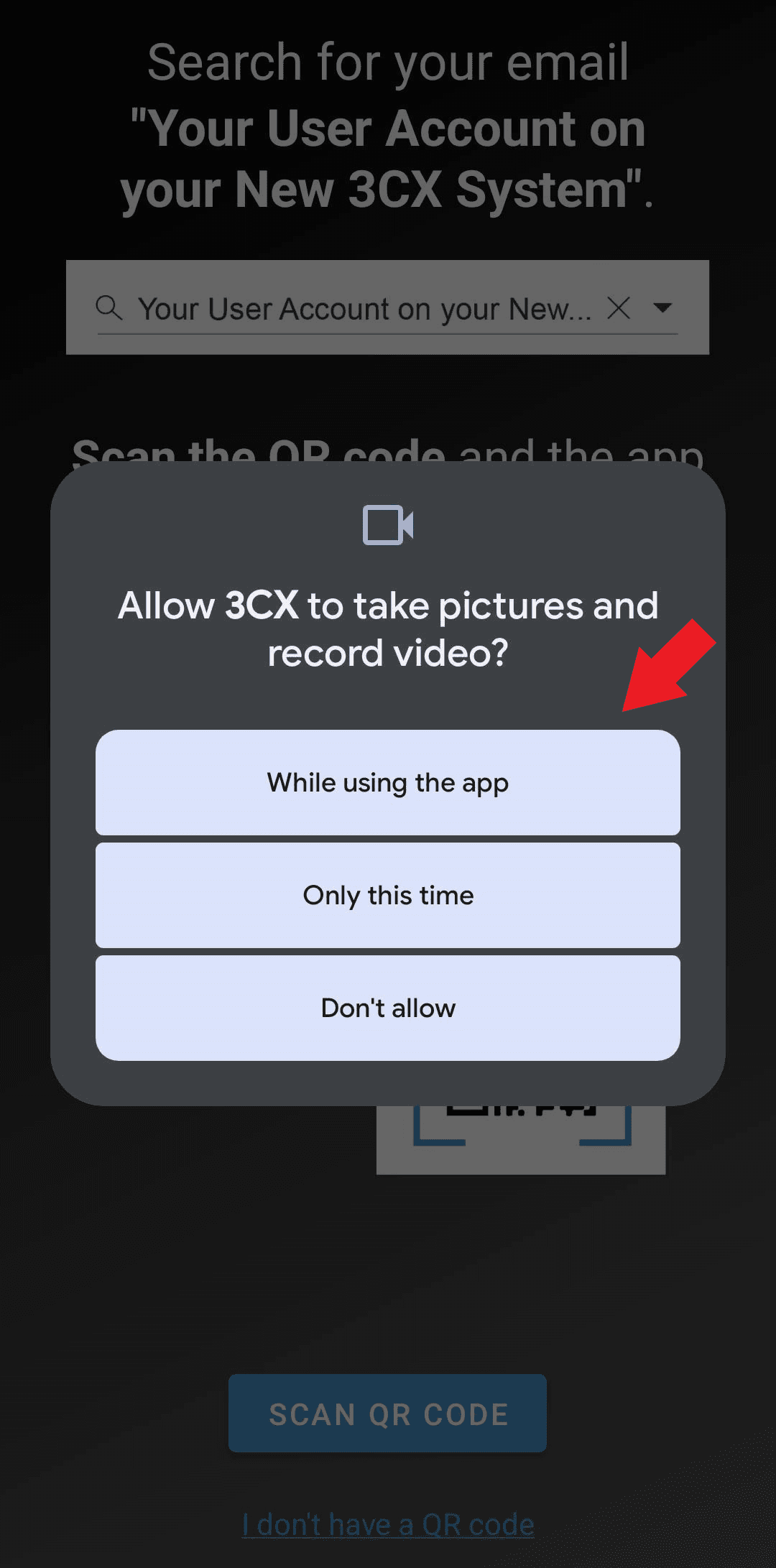 3CX Android Scan QR code